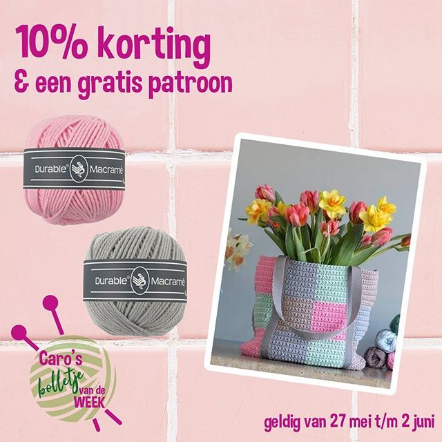Het bolletje van de week is deze week de Durable Macramé 😍⠀
⠀
Deze week bestel je hem met 10% korting, en kun je het patroon voor deze super leuke tas gratis downloaden! ❤️ ⠀
⠀
#carosatelier #bolletjevandeweek #durable #macrame #durablemacrame #t… bit.ly/2XevUvi