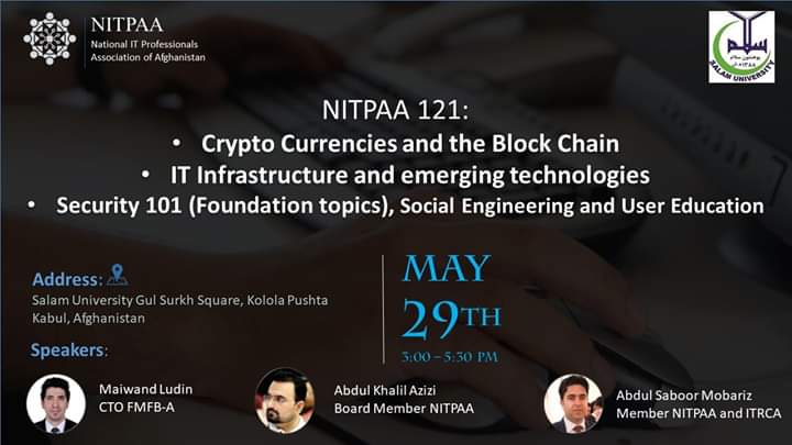 nitpaafg's tweet photo. Join us this Wednesday, 29 May, for an interactive session on Crypto Currencies | Block Chain | Cyber Security | IT Infrastructure.
Book your tickets and share this opportunity within your circle.   
https://t.co/0iZFz9LFM2 https://t.co/2VVCaMLKjm
