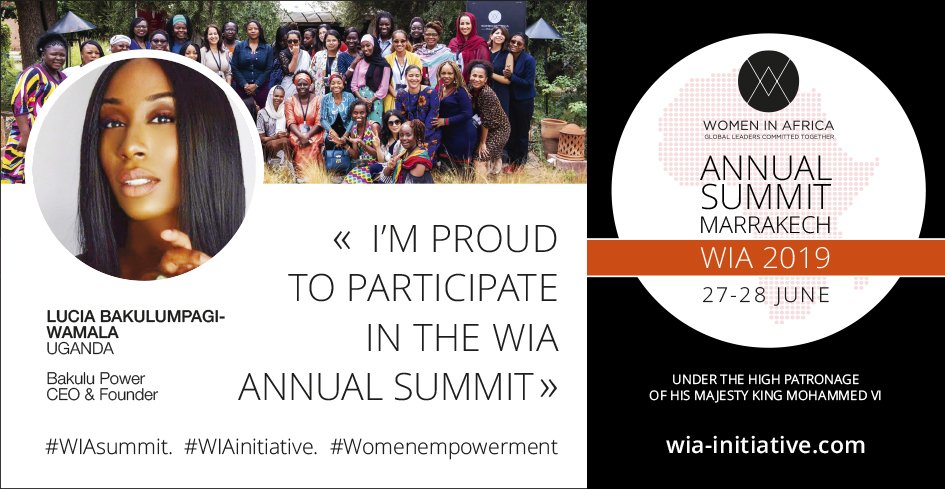 Less than 1 month before the #WIASUMMIT! 
Meet <a href="/LuciaWamala/">Lucia Bakulumpagi-Wamala</a>, Founder of <a href="/BakuluPower/">Bakulu Power</a>, an Ugandan renewable energy company. 
She will be a speaker during our next Annual Summit in #Marrakech in June 28! 
Can’t wait to hear her story! 
bit.ly/2Ug4OXc #WIAInitiative #Africa