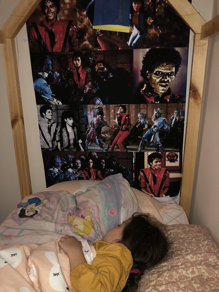fernykins's tweet photo. Don’t know too many 7 yr old girls who sleep with this poster above their bed 😂 #shelbylovesmj #meandmichael #thriller #MichaelJackson #MJFam https://t.co/3hLQMHBb2I