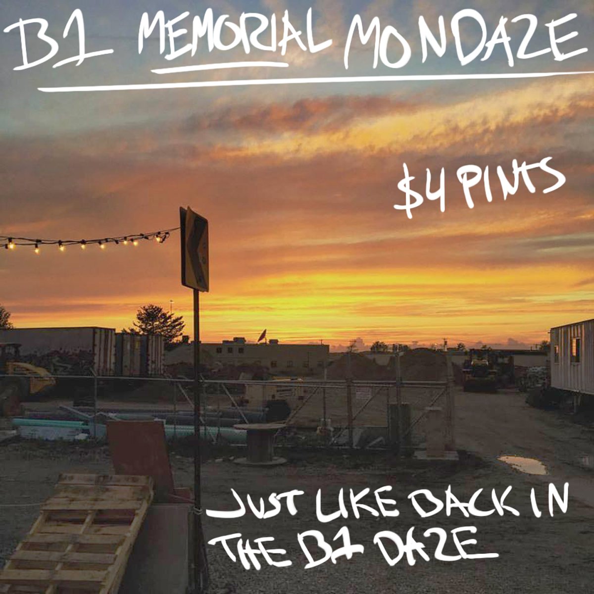 bunkerbrewingco's tweet photo. It's a B1 Memorial Mondaze! $4 Pints of Machine and we open at noon today! 🌇
Throwback 📷 by Doeboy
#throwbackpricing #memorialdazeofpast #MemorialDay2016 #B1Mondaze #wastelandsunset #dazed #oneroombrewery #beer #maine #patiovibez https://t.co/Qa4BjZYBLK