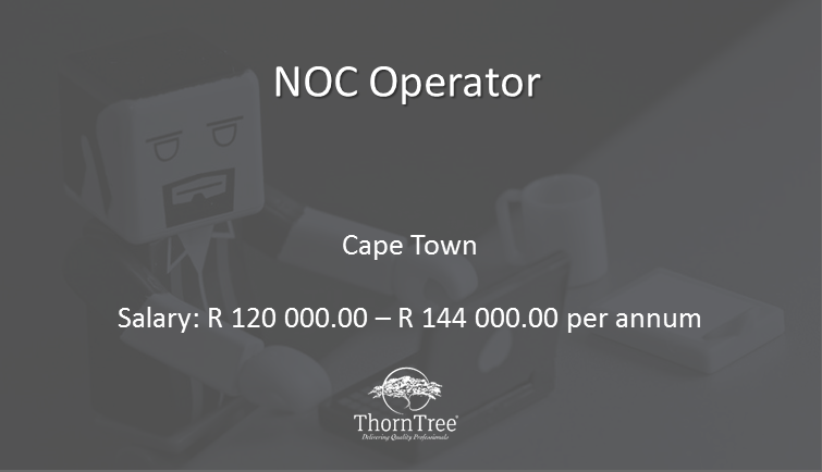 ThornTreeGroup's tweet photo. JOB OPPORTUNITY!!! We are recruiting for a NOC Operator to join our client, a Reputable Infrastructure Management Company.

For more info about this role, visit: https://t.co/bdKLqTwRqB

#JobSeekersSA #JobOpening #newjob https://t.co/0fu4tN79r0