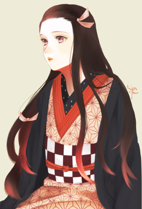 みゆくまさんがTwitterに投稿した竈門禰豆子(鬼滅の刃)のイラスト。