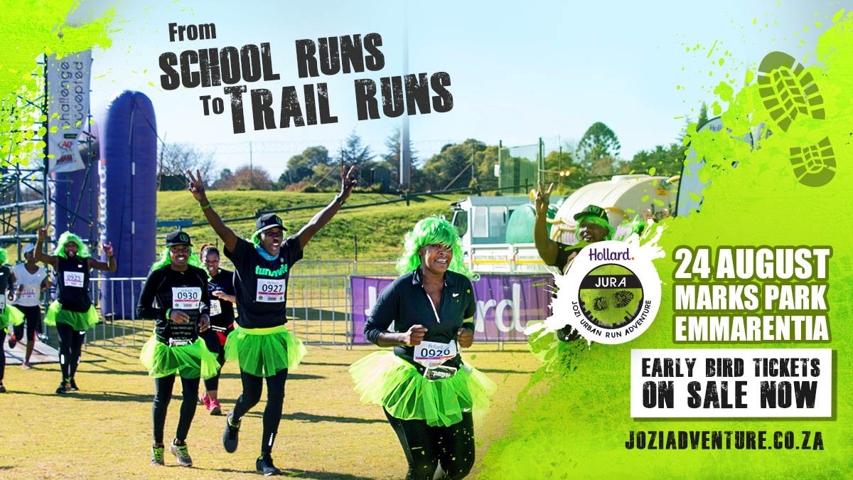 JoziAdventure's tweet photo. Get a head start with early bird ticket specials until 31 May and go from school runs to trail runs with the #HollardJURA2019. Experience a new side to your city!  https://t.co/AqXdQJ7AYD https://t.co/zITKyjUvcZ