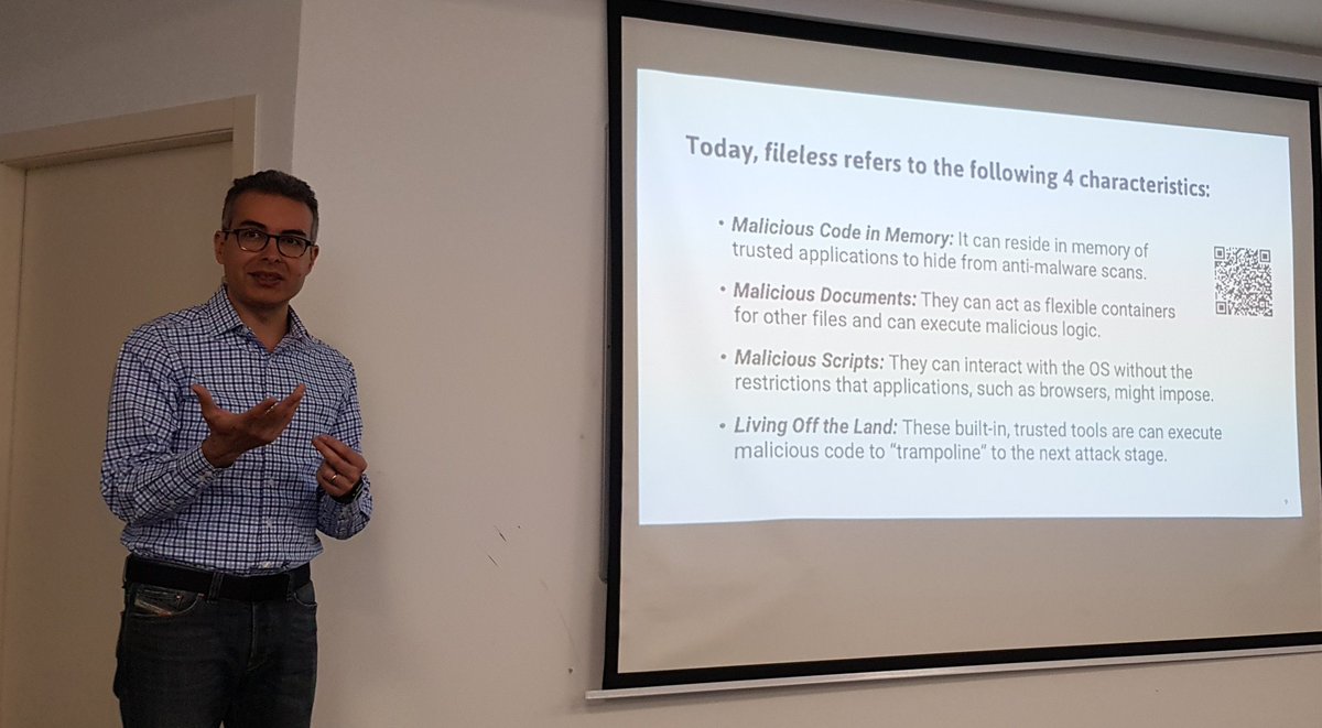 Sam0rai's tweet photo. Thank U, @lennyzeltser, for a well thought-of and riveting lecture on the use of evasive #malware in the wild: from string replacement to packing to #DOSfuscation and #VBA-Stomping.
The lecture - and the lunch chit-chat after - were truly a delight! https://t.co/D1W4yXoIf3