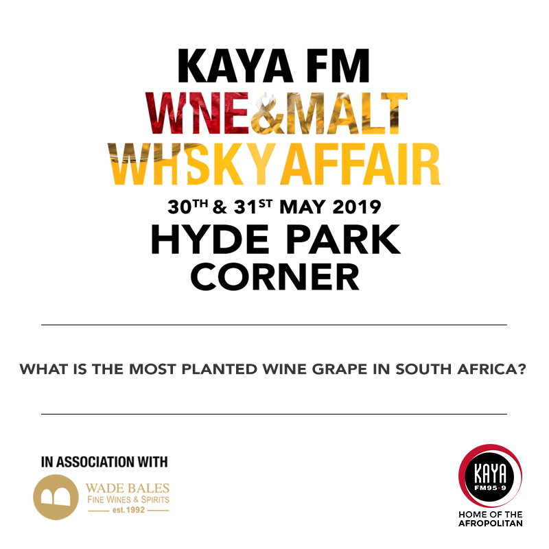 KayaON959's tweet image. [QUIZ] Stand a chance to win double tickets to the #KayaWineMaltWhisky Affair by answering this question: 

What is the most planted Wine Grape in South Africa? bit.ly/2IZxxsg   

A) Cabernet Franc
B) Chardonnay
C) Chenin Blanc
D) Cape Reisling