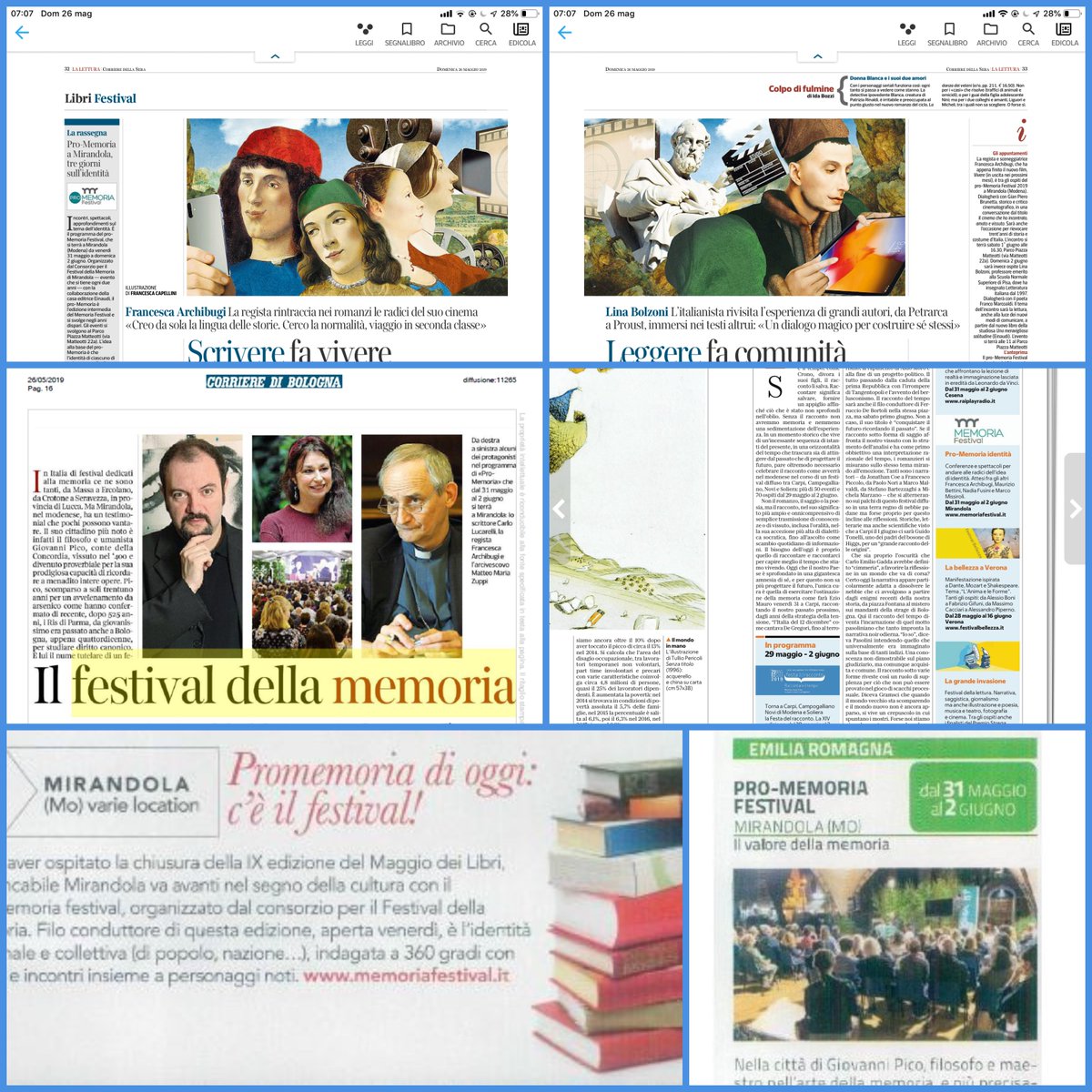 #BuonLunedì! Iniziamo la settimana con lo sprint della #rassegnastampa del #weekend! #Diconodinoi su <a href="/La_Lettura/">la_lettura</a>, <a href="/Robinson_Rep/">Robinson di Repubblica</a> , <a href="/corrierebologna/">Corriere di Bologna</a>, @LeftAvvenimenti , <a href="/Viversani/">Viversani & Belli</a> e <a href="/VitainCamper/">Vita in Camper</a>! Vi aspettiamo al #ProMemoriaFestival di #Mirandola dal #31maggio al #2giugno!