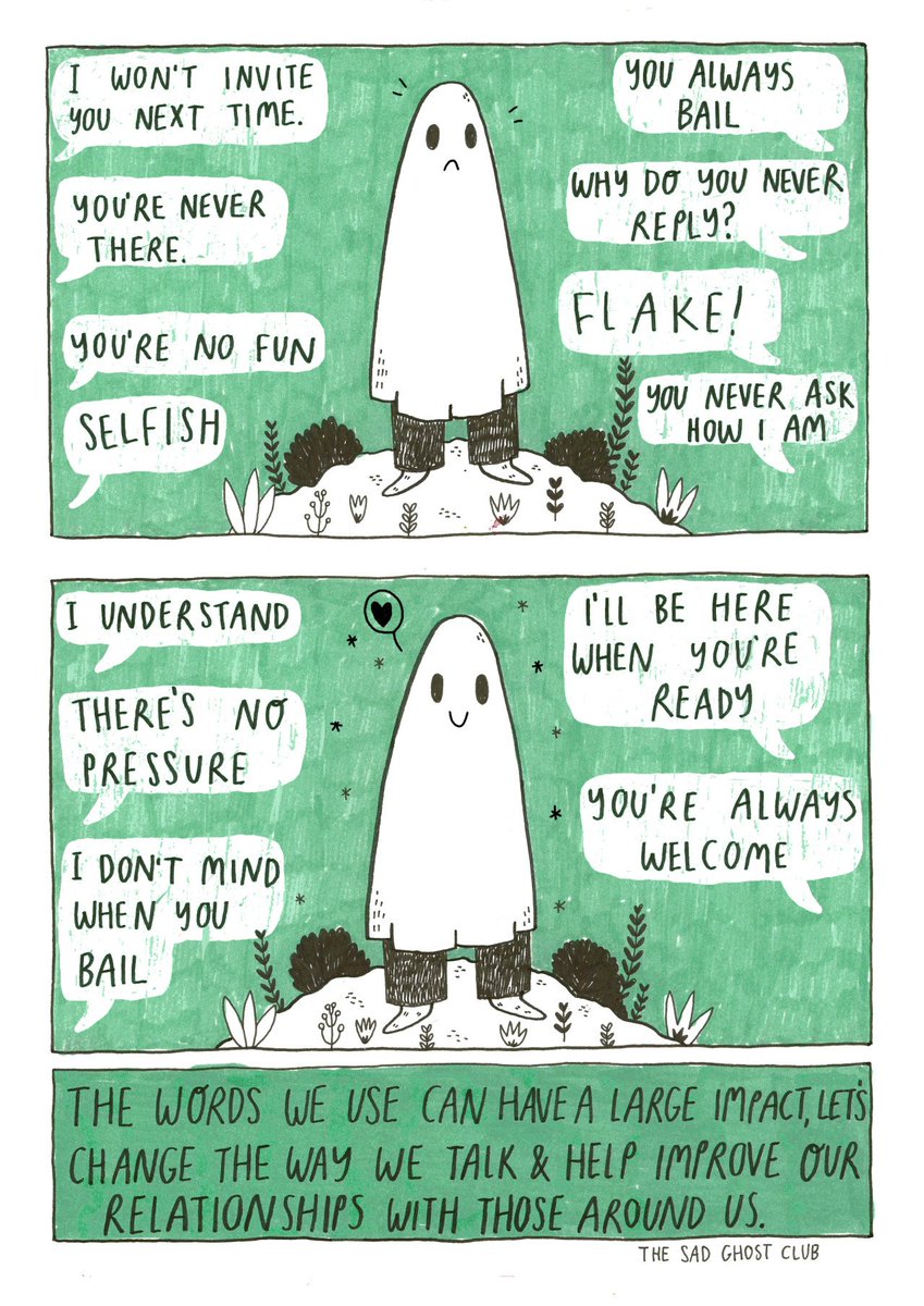 thesadghostclub's tweet photo. The words we use can have a large impact on those around us, being mindful of how we converse with those around us can be really helpful to those struggling 💛 https://t.co/m8zBLQLwM0