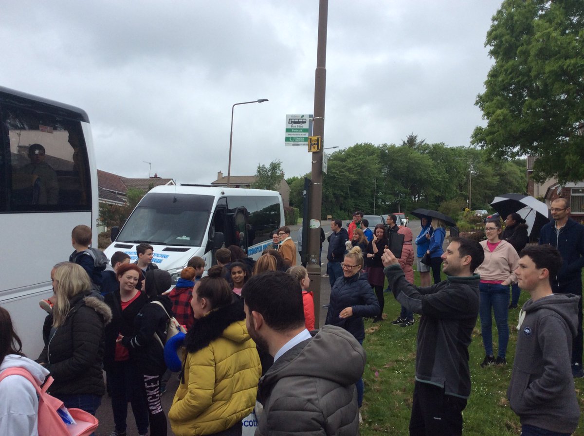 MauricewoodPS's tweet photo. And they are off!! We hope our P7s all have a great time at Benmore.  Enjoy every minute.  New experiences, new challenges, making new friends and having fun!! Follow them this week with their own twitter feed @P7Leavers2019.  @BilstonPrimary @Glencorse_PS @RoslinPS https://t.co/MTlHI7P1Xq