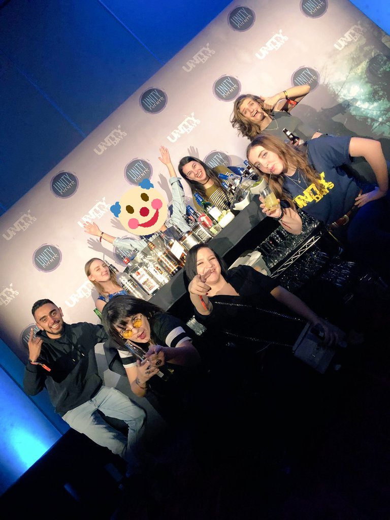Stacy_B's tweet image. Remember when we used one of the portable bars as a prop for the #UnityDays party and the bartender did a whole ass photo shoot for us? Lmao good times