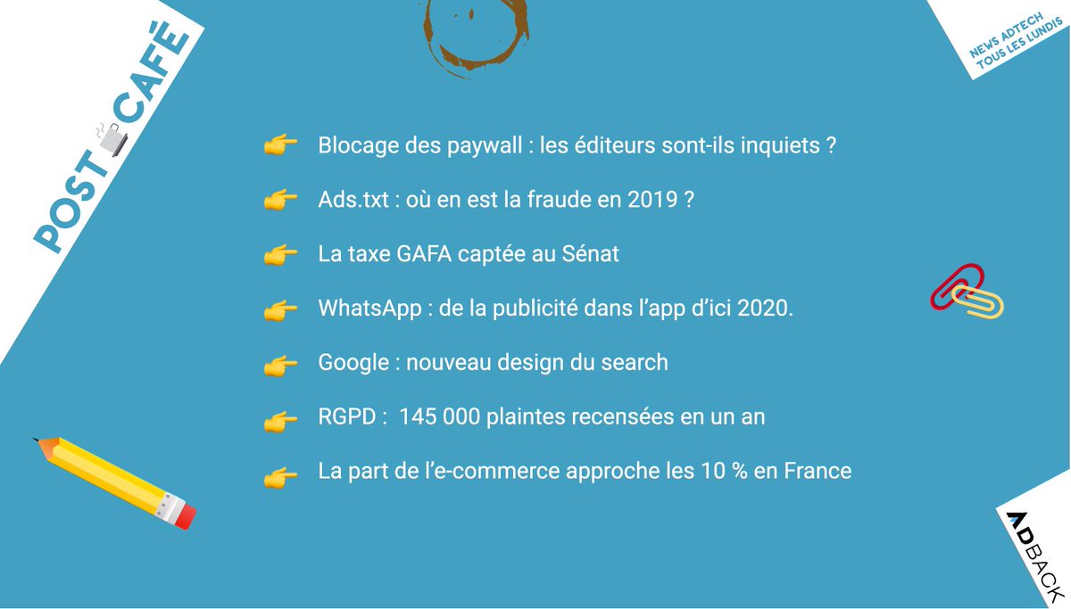 [#POSTCAFE] 

GOOD MORNING TWITTER ! 👋
Quoi de neuf aujourd'hui dans les news #adtech ? 

En savoir plus 👉 bit.ly/2HYubUe