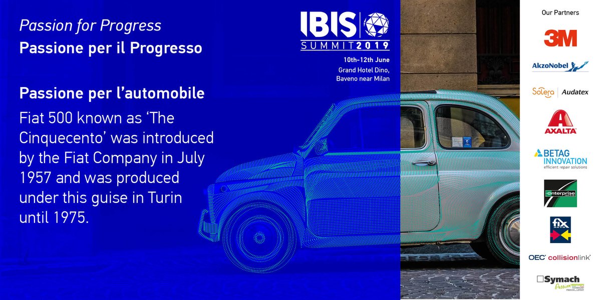 IBISworldwide's tweet photo. The IBIS Global Summit 2019 - Baveno, Italy. 10 - 12 June
For further information: https://t.co/D9eIfIwikI #IBISGlobalSummit2019
Partners: #3M, #AkzoNobel, #Audatex, #Axalta, #BETAGInnovation, #Enterprise, #FixAuto, #OEConnection, #Symach https://t.co/yBoF80bCqH
