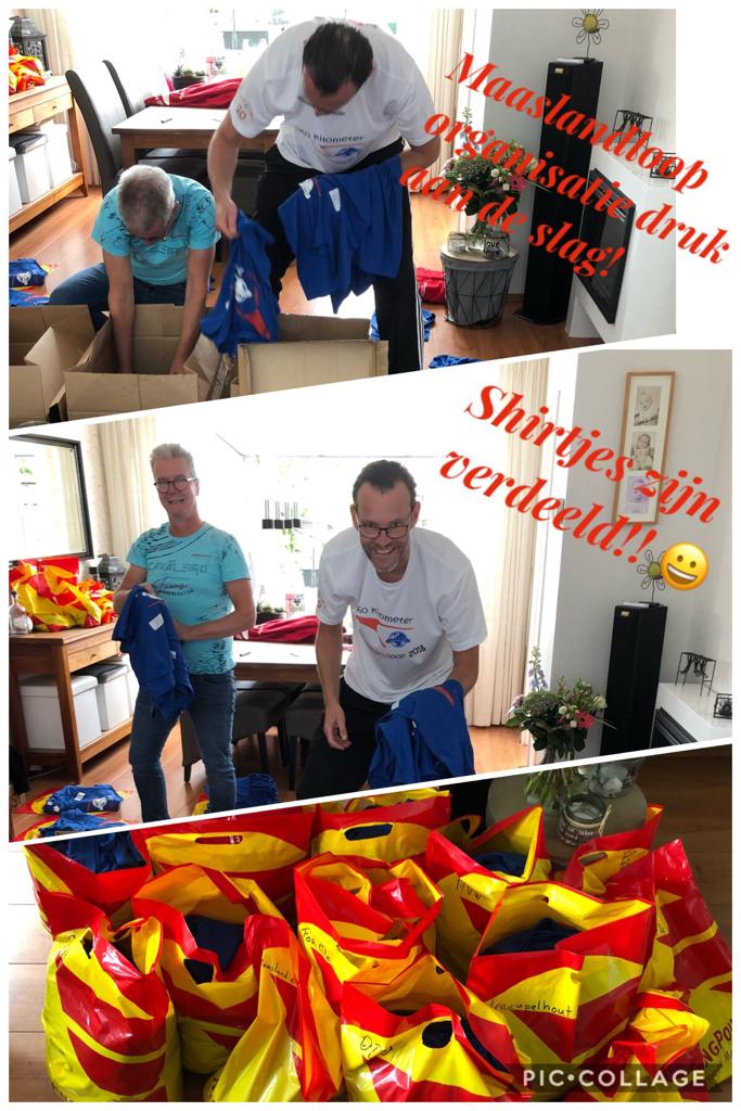 druk bezig met het verdelen van de shirts