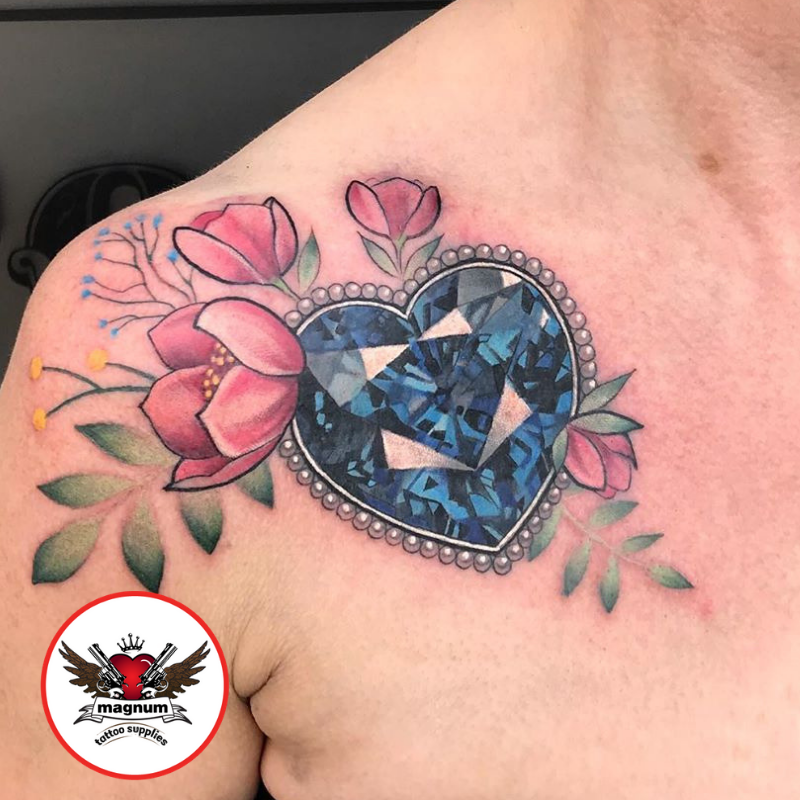 Magnumtattoosupplies Stephanie Melbourne Art And Tattoos Did This Sapphire Tattoo Created Using Magnumtattoosupplies Sapphiretattoo Crystaltattoo Crystal Neotradeu Neotraditional Neotraditionaltattoo Neotradworldwide