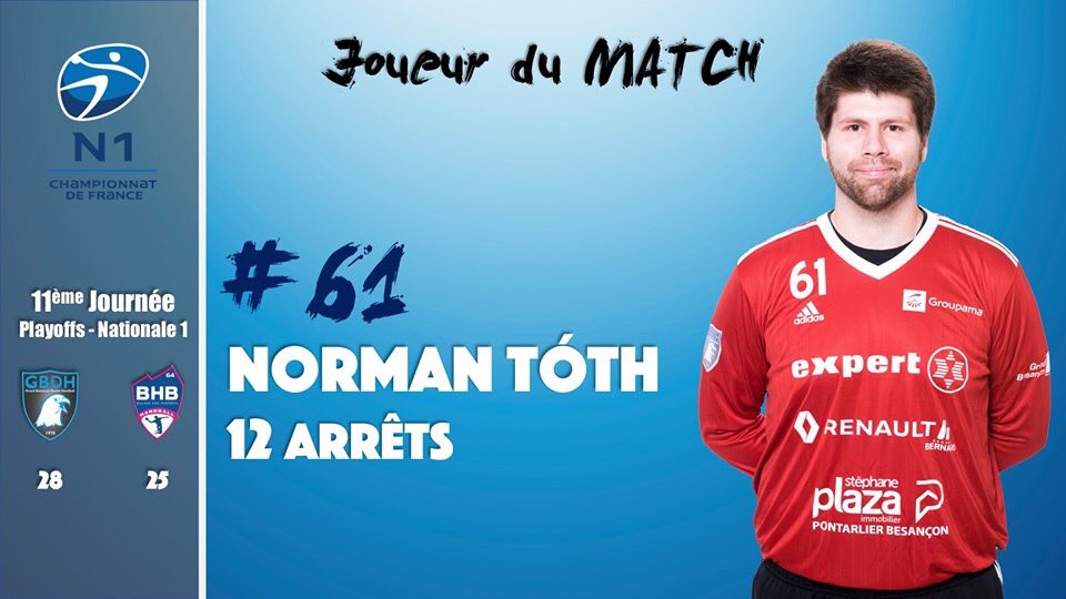 gbdh_handball's tweet photo. #JOUEURDUMATCH : 👉🏻 Félicitations 👏🏻 à @TNormi61 élu meilleur joueur du match hier après-midi 💪🏻 !
↪️ Le portier Bisontin aura réalisé une bonne performance avec 12 arrêts face au leader Billèrois 🔵⚪️ !
#AllezGBDH #Grandissonsensemble #ObjectifProligue https://t.co/6ivv1P7EMS