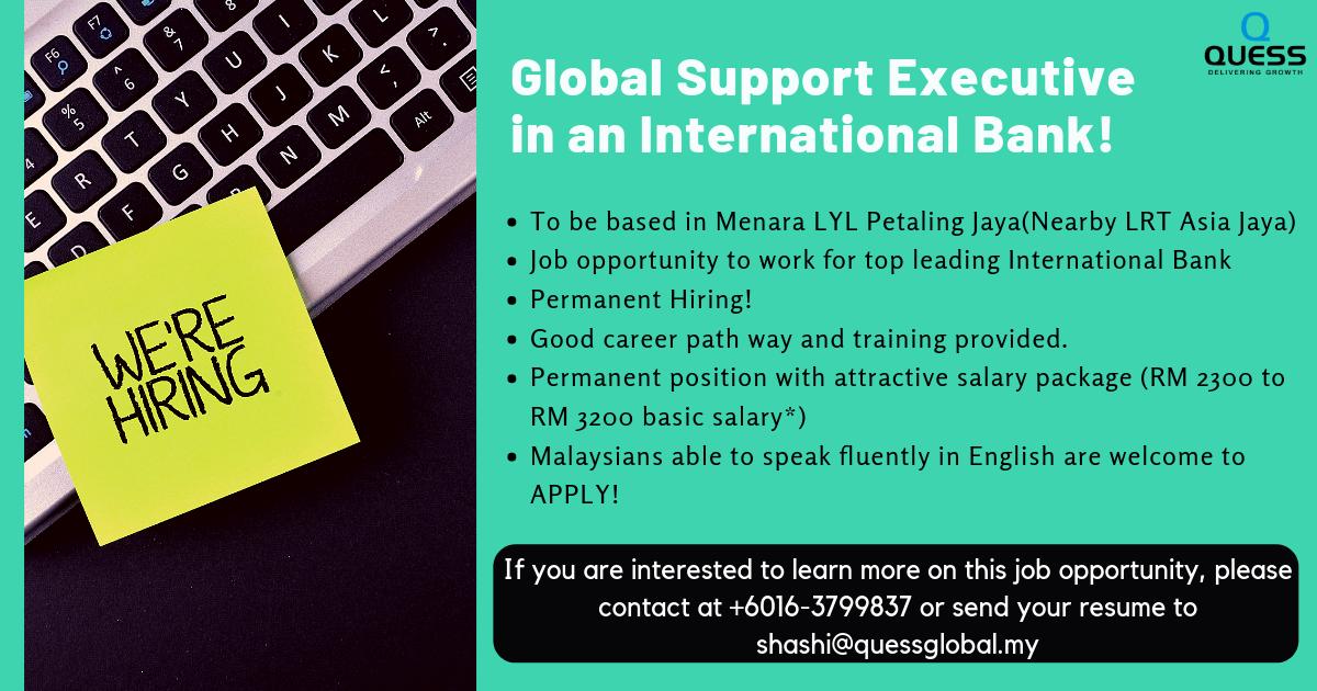 QuessAPAC's tweet photo. We are Hiring!!

Permanent role for Global Support Executive in an International Bank

If you are interested to learn more on this job opportunity, please contact at +6016-3799837 or send your resume to shashi@quessglobal.my 

https://t.co/TumemXy0fD https://t.co/PSv78ke3BP