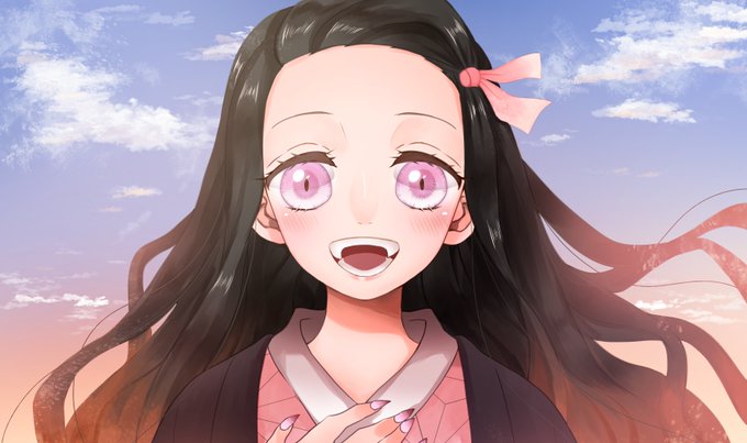めぞさんがTwitterに投稿した竈門禰豆子(鬼滅の刃)のイラスト。