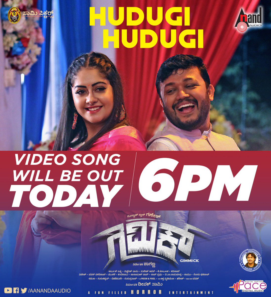 aanandaaudio's tweet photo. Hudugi Hudugi Video Song from @GimmickMovie will go live at 6pm today exclusively on #AnandAudio 

@Official_Ganesh @ArjunjanyaAJ 

https://t.co/IKwWnRKH9C https://t.co/ZxKy6HJXHJ