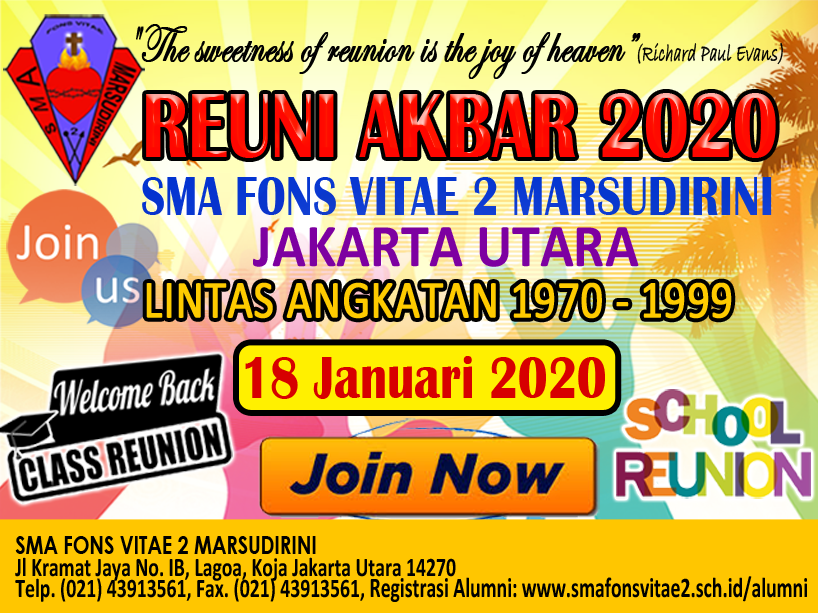 smafonsvitae2's tweet photo. Reuni Akbar SMA Fons Vitae 2 Marsudirini Jakarta Utara #reuniakbarsmafonsvitae2 #reunismamarsudirini #alumnismafonsvitae2 #smafonsvitae2 #marsudirini #smafv2 #fonsvitae2 #smamarsudirini #jakartautara Info: https://t.co/dHBoBglIyx https://t.co/mmcG7FiLUy