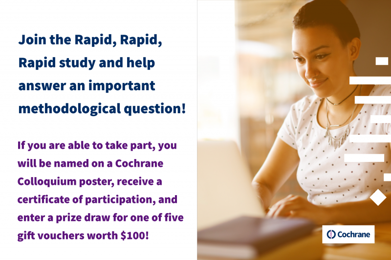 CochraneRRMG's tweet photo. Join our rapid, rapid, rapid study and help us answer an important question: does it make a difference whether abstracts are screened by one or two people to find relevant studies for a systematic Review? https://t.co/XmdGGcHnm2 @cochrane_crowd https://t.co/bf8oqirMnu