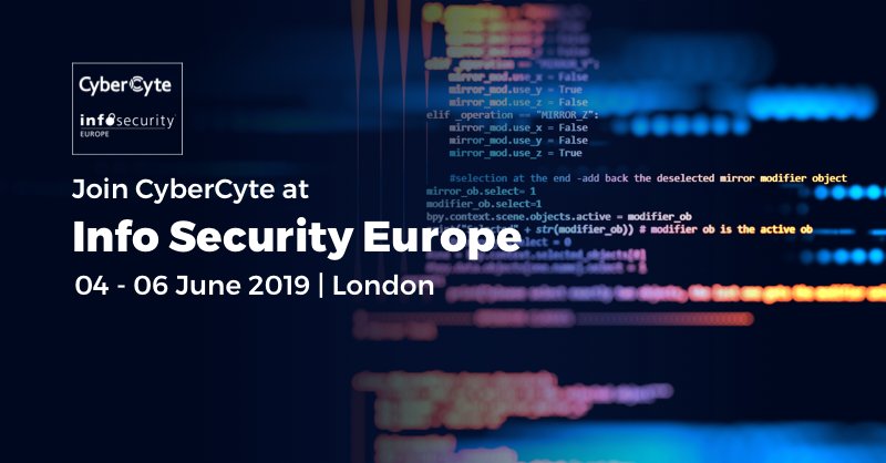 cybercyte's tweet photo. Meet us at Info Security Europe! We will be exhibiting at stand N124. Come find us to learn how CyberCyte is unifying physical, logical and cyber access with The Circle of Zero Trust. >https://t.co/xWSNYPxNr4
#infosec19 #security #londonevents #securitymatters https://t.co/JIFTeUW8bp