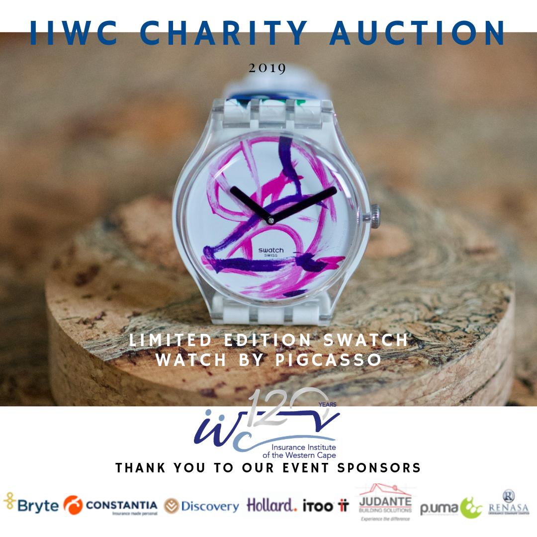 iiwc1898's tweet photo. A limited edition @Swatch watch by @Pigcassohoghero will be auctioned on 13 June. Thank you to our #charity #auction sponsors : @BryteInsurance ,@InsMadePersonal , @Discovery_SA , @Hollard , @itooexpert ,#JudanteBuildingSolutions, #PetUma , #RenasaInsurance .#Payingitforward https://t.co/ND5cW4UZQX