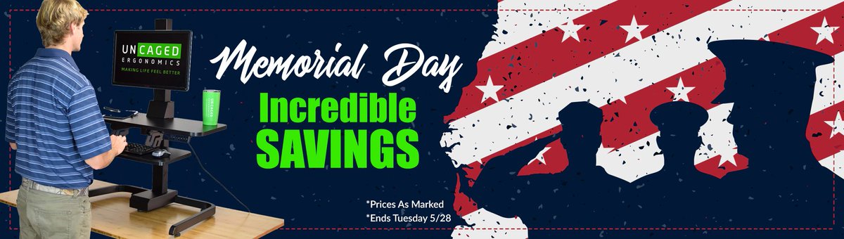 #MemorialDay Sales 2019 - The Best Deals This #MemorialDayWeekend – Incredible Savings. Save on #MemorialDayWeekend2019 with Uncaged Ergonomics products. Get the Best #Coupons For #UncagedErgonomics Products. *Offer ENDS on 28th MAY – TUESDAY uncagedergonomics.com