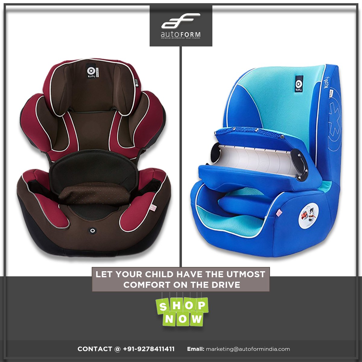 AutoformIndia's tweet image. Get the best quality and skin-friendly Kiddy from Autoform with extra safety features for your baby. Available in a wide range of colours and designs to match the interior of your car, and keep your baby in comfort as you travel in your car. #childseat #kidscarseat #Autoform