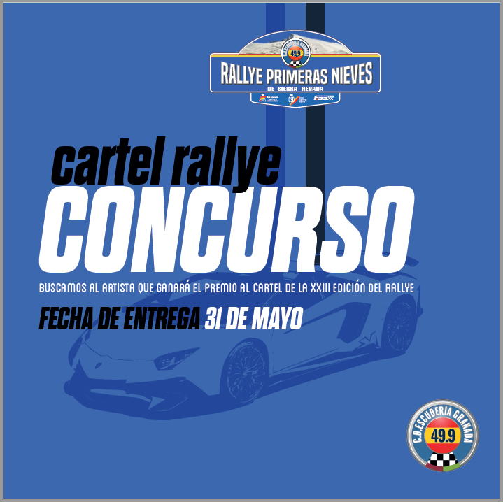 Si eres creativo y te gustan los rallyes, tú puedes ser el autor del cartel del Rallye Primeras Nieves 2019 👩‍🎨👨‍🎨🎨

Toda la info aqui: escuderiagranada49-9.com/web/49_9/2019/…

Envíanos tu diseño! El plazo finaliza el 31 de mayo.

#diseñografico #cartel #coches #artegrafico #concurso