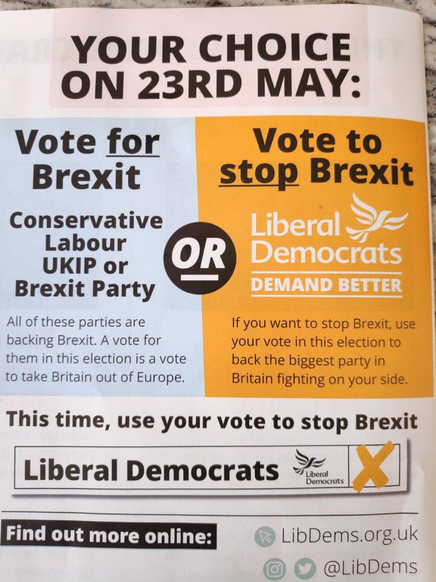 AlexTheGuiri's tweet photo. @matt_gillow @rorymeakin A Lib Dem MP doing a volte-face on her own leaflet within just a day? I’m shocked, shocked!
#RemainLogic https://t.co/yd0B98zFHk