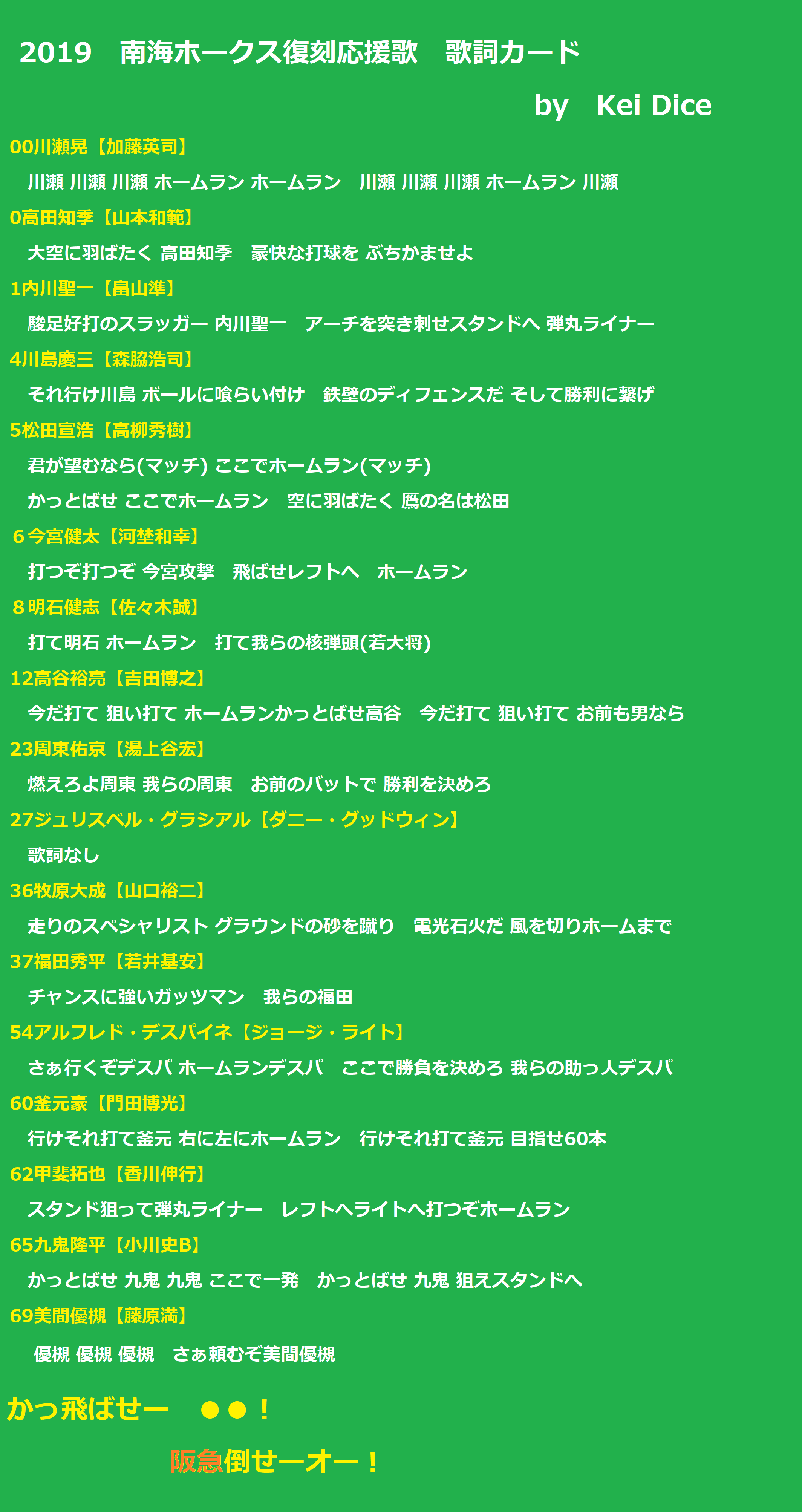Kei Dice 応援歌研究中 明日からの南海ホークス復刻応援歌の歌詞カード的なもの作った 小川bってスモールワールドじゃなくて応援歌cd版のほうですかね T Co Ks2nhurz3c Twitter