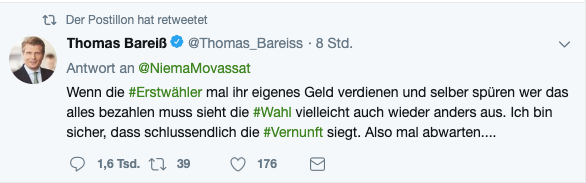Carla Baum (@carla__baum) on Twitter photo Wenn dein Tweet unkommentiert vom <a href="/Der_Postillon/">Der Postillon 📯</a> als Satire übernommen wird. Wenn dein Tweet unkommentiert vom <a href="/Der_Postillon/">Der Postillon 📯</a> als Satire übernommen wird.