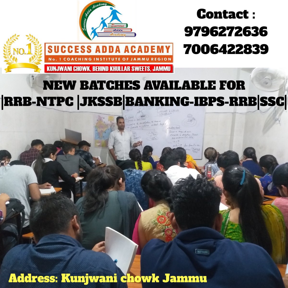 AddaAcademy's tweet image. Attention Govt Job seekers!
✌✌Join #Rank No.1 #Success_Adda_Academy #Kunjwani chowk Jammu. 

 New batches available for👇 
  |BANKING-IBPS-RRB-SBI| RRB-NTPC|JKSSB|SSC|DEFENCE

Contact: 9796272636 7006422839