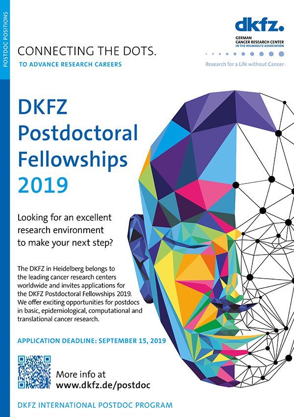 Excellent #postdoc opportunities in basic and translational #CancerResearch. Apply now for a Postdoctoral #Fellowship 
<a href="/DKFZ/">DKFZ</a> in #Heidelberg! Find out more at dkfz.de/postdoc. Application deadline: 15 September 2019. Please RT!