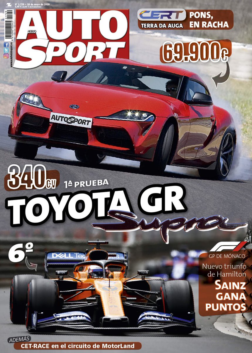 Se acerca #sanmartes y te vamos a sorprender con la primera prueba del <a href="/Toyota_Esp/">Toyota España</a> GR Supra, un espectacular deportivo de 340 CV q quita el hipo. Además todo lo que sucedió en #MonacoF1 c una d las mejores carreras d <a href="/Carlossainz55/">Carlos Sainz</a> #CERT y #CET A tope. 🔝🚗🔝🚗🔝