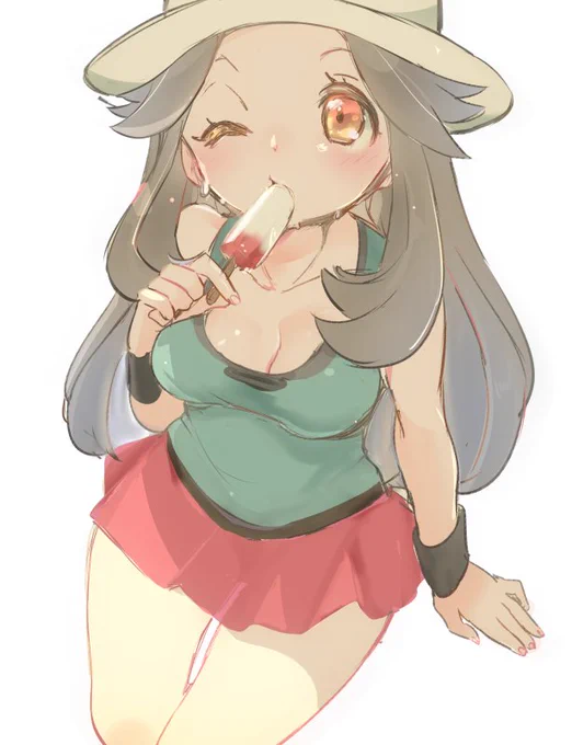 暑い!ので胸元あいたリーフちゃん落書き 