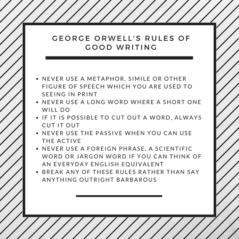 roughhouse01's tweet photo. #Copywriting - a pretty good set of rules from George Orwell. #PRquotes https://t.co/3u5mftEQSI