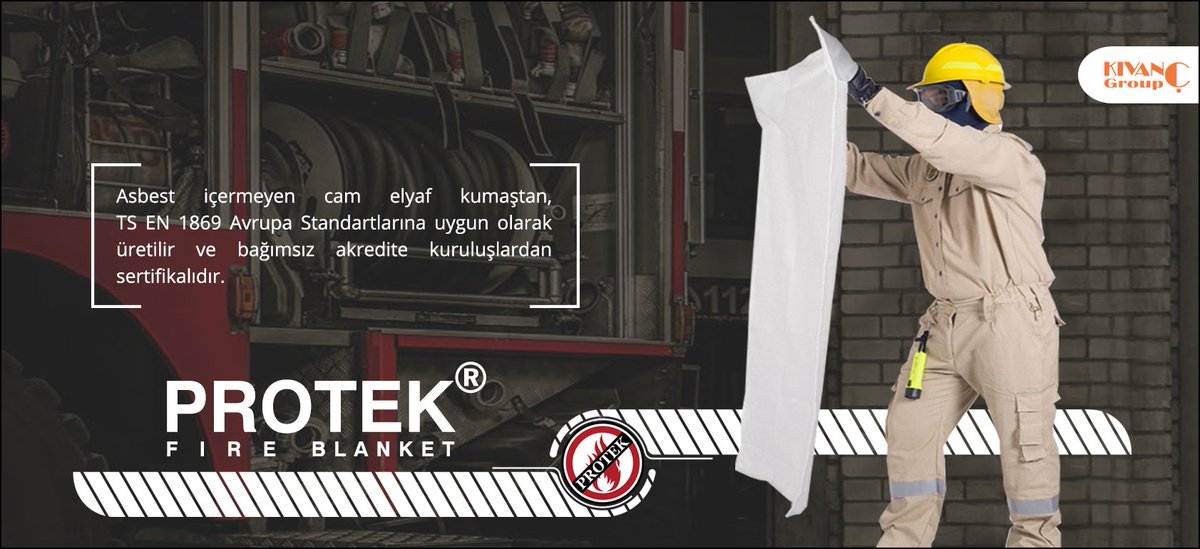 #ProductHighlight

PROTEK Yangın Battaniyesi asbest içermeyen cam elyaf kumaştan TS EN 1869 Avrupa Standartlarına uygun olarak üretilir ve bağımsız akredite kuruluşlardan sertifikalıdır.

Daha fazla bilgi için : kivancgroup.com/muhendislik/pr…
#kivancgroup #YangınBattaniyesi