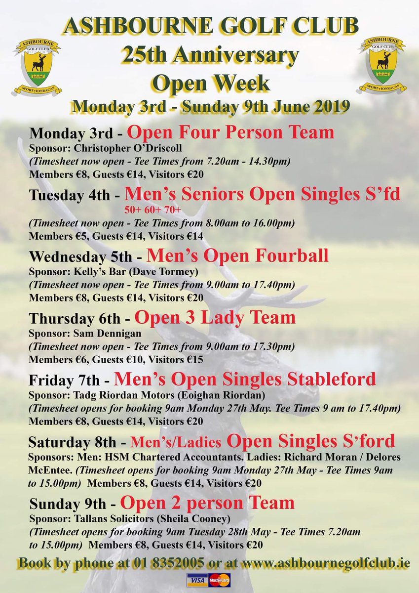 Ashbourne Golf Club on Twitter "Our 25th Anniversary Open Week is fast approaching and is a