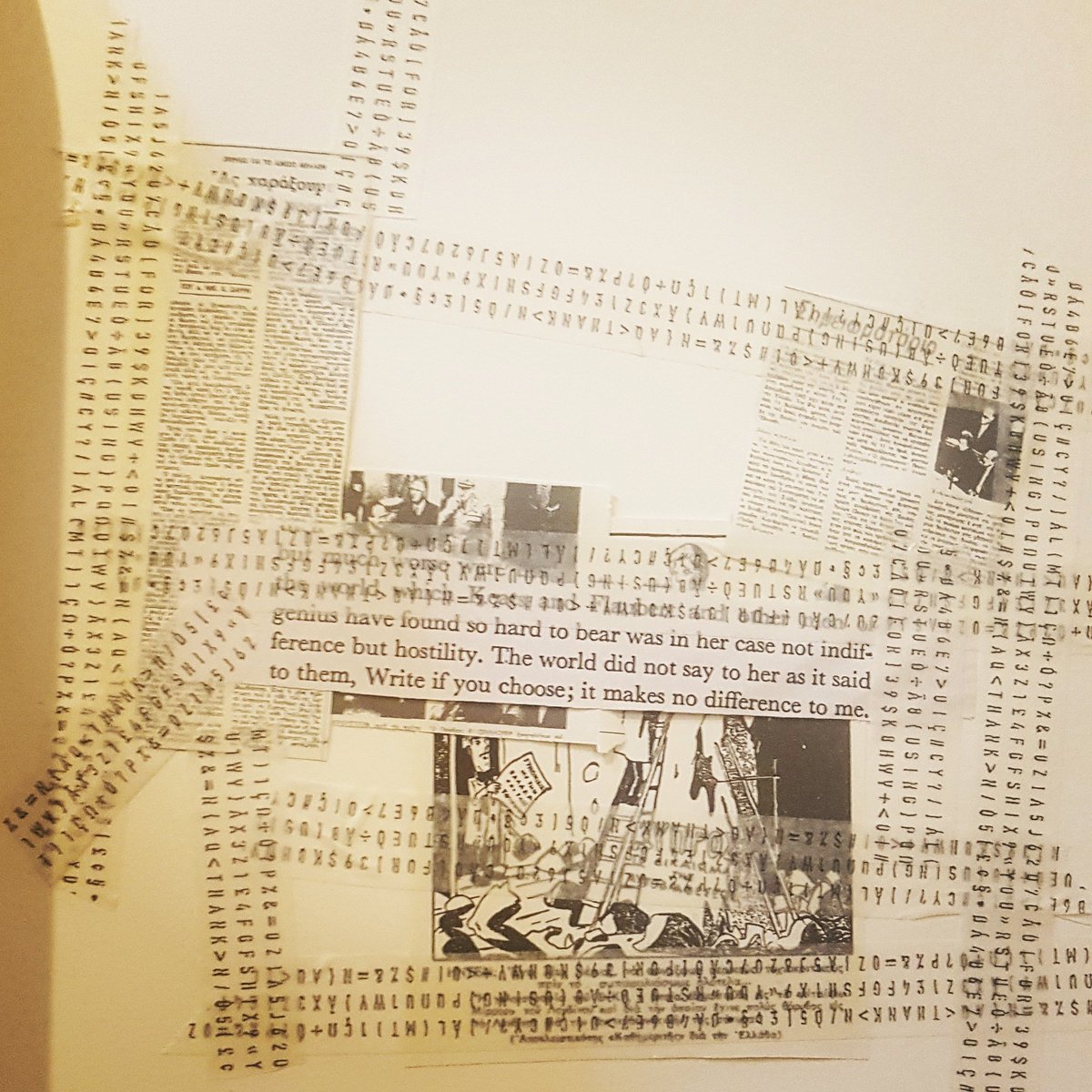 selfcoding's tweet photo. A page of concrete poetry from my work "A dataset of one's own" originally shown at the Voyage Around My Room exhibition curated by the brilliant Kika Kyriakakou aka @kikamod. #mixedmedia #concretepoetry #vispo #VirginiaWoolf https://t.co/fTY7MoORi7
