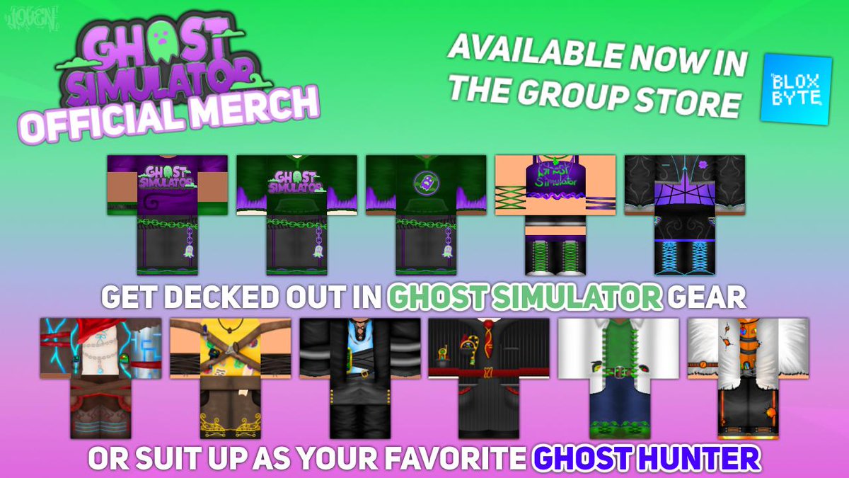 Bloxbyte Games On Twitter Remember To Check Out The Bloxbyte Group Store You Ll Find The Top Ghost Hunter Merch There Dress Up Like Your Favorite Characters In Game Https T Co L1xra5ul0b Credit To Sukiakua - ghost outfit in roblox