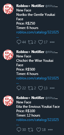 Ivy On Twitter Well Well Well Looks Like Roblox Is Done With Limiteds Because They Couldn T Do Them Right The Last Sale The Colored Faces Which Have Been A Staple Set Of - limited timer roblox