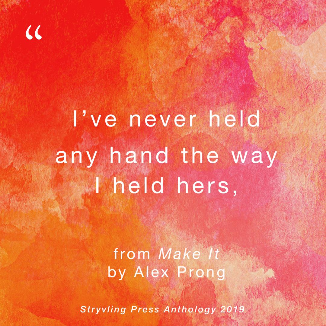 Sometimes the simple act of holding hands can be utterly special - don't you think? This beautiful quote is from Alex Prong's poem 'Make It', out very soon in #CirclingThePoint ✨

#writingcommunity #poetry #anthology #creativewriting #scottishpublisher #indiepublisher