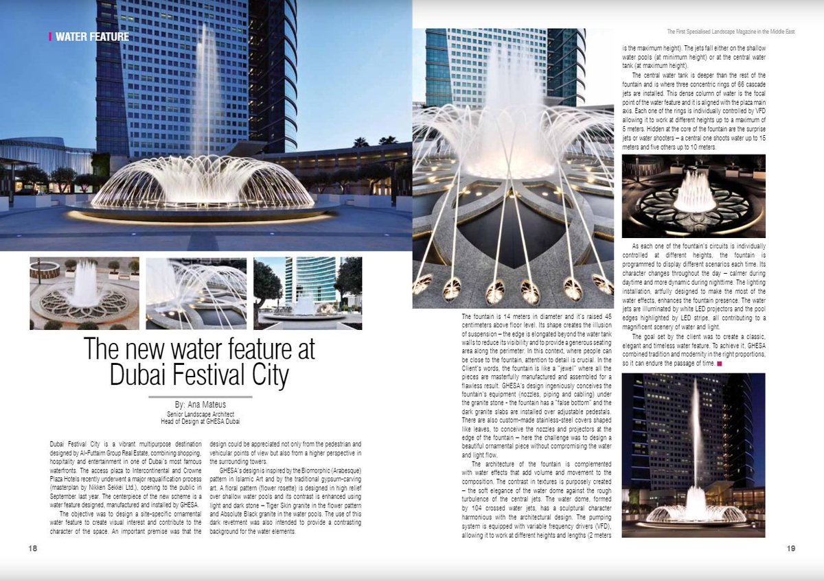 ghesawaterart's tweet photo. Dubai Festival Plaza Fountain, our latest project published in Landscape Middle East Magazine. Read the full article here: https://t.co/PjL58SduP7 https://t.co/MFBa7efEdK