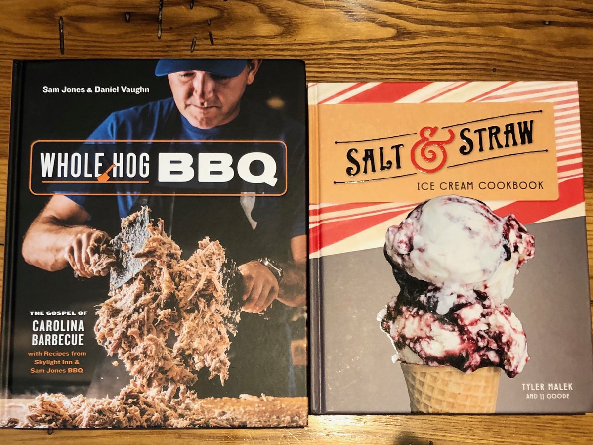 dhmeyer's tweet photo. Two beautiful new cookbooks for the summer, each loaded with heartwarming stories and chock full of cooking tips. Well done ⁦@skylightinn_sam⁩ ⁦@BBQsnob⁩ ⁦@saltandstraw⁩ #TylerMalek https://t.co/JZhHF3A36s
