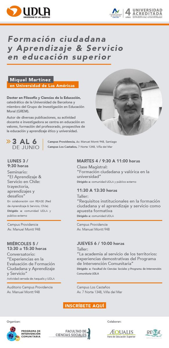 Se viene una gran semana! No te pierdas esta gran oportunidad de conversación y aprendizaje! Inscripciones en udla.cl/miquel-martine…