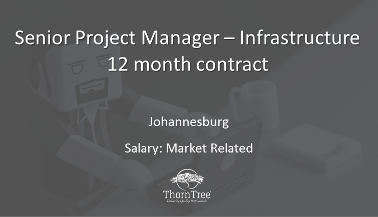 ThornTreeGroup's tweet photo. JOB OPPORTUNITY!!! We are recruiting for a Senior Project Manager to join our client, on a 12 month contract basis.

For more info about this role, visit: https://t.co/qBw62GZC9U

#JobSeekersSA #newjob #Jobopportunity https://t.co/Yj2MV8wmF9