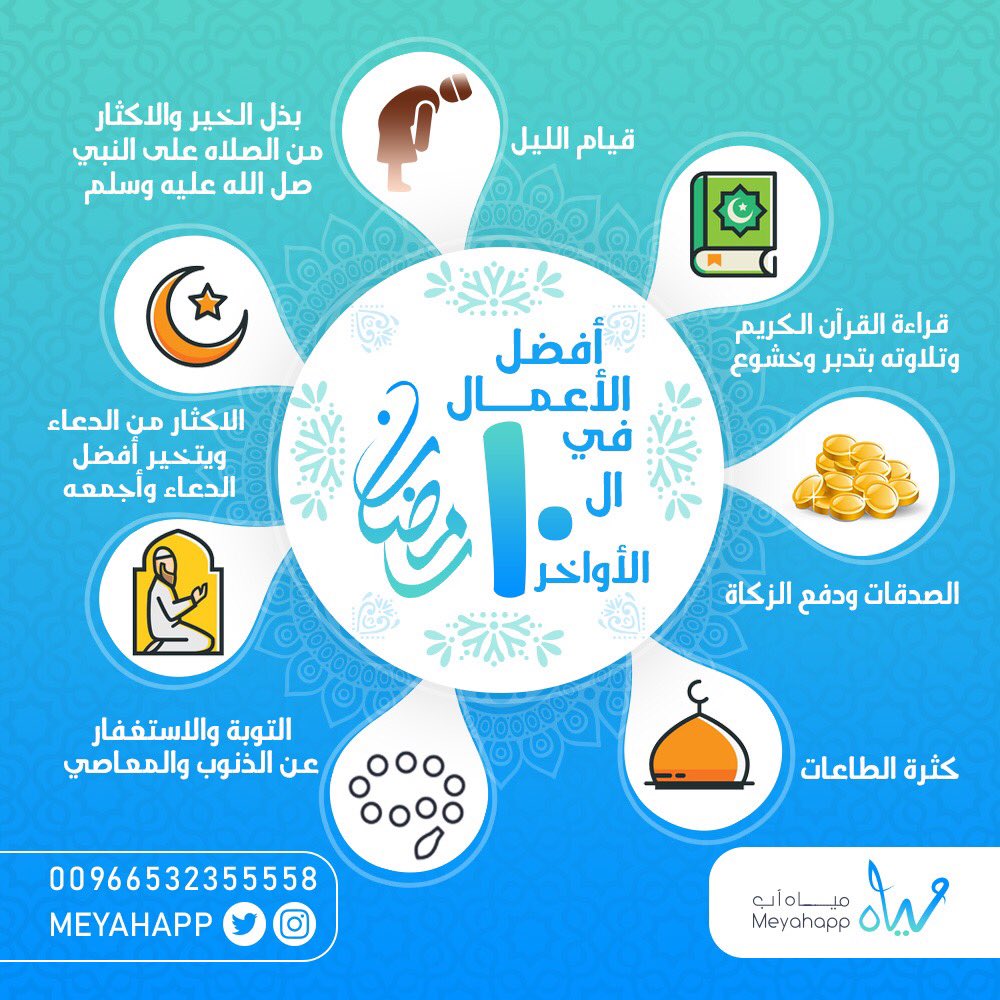 Meyahapp's tweet photo. افضل الاعمال في العشر الأواخر من رمضان 📿✨ https://t.co/STogxCeLty