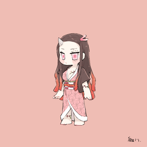 雛川はやさんがTwitterに投稿した竈門禰豆子(鬼滅の刃)のイラスト。