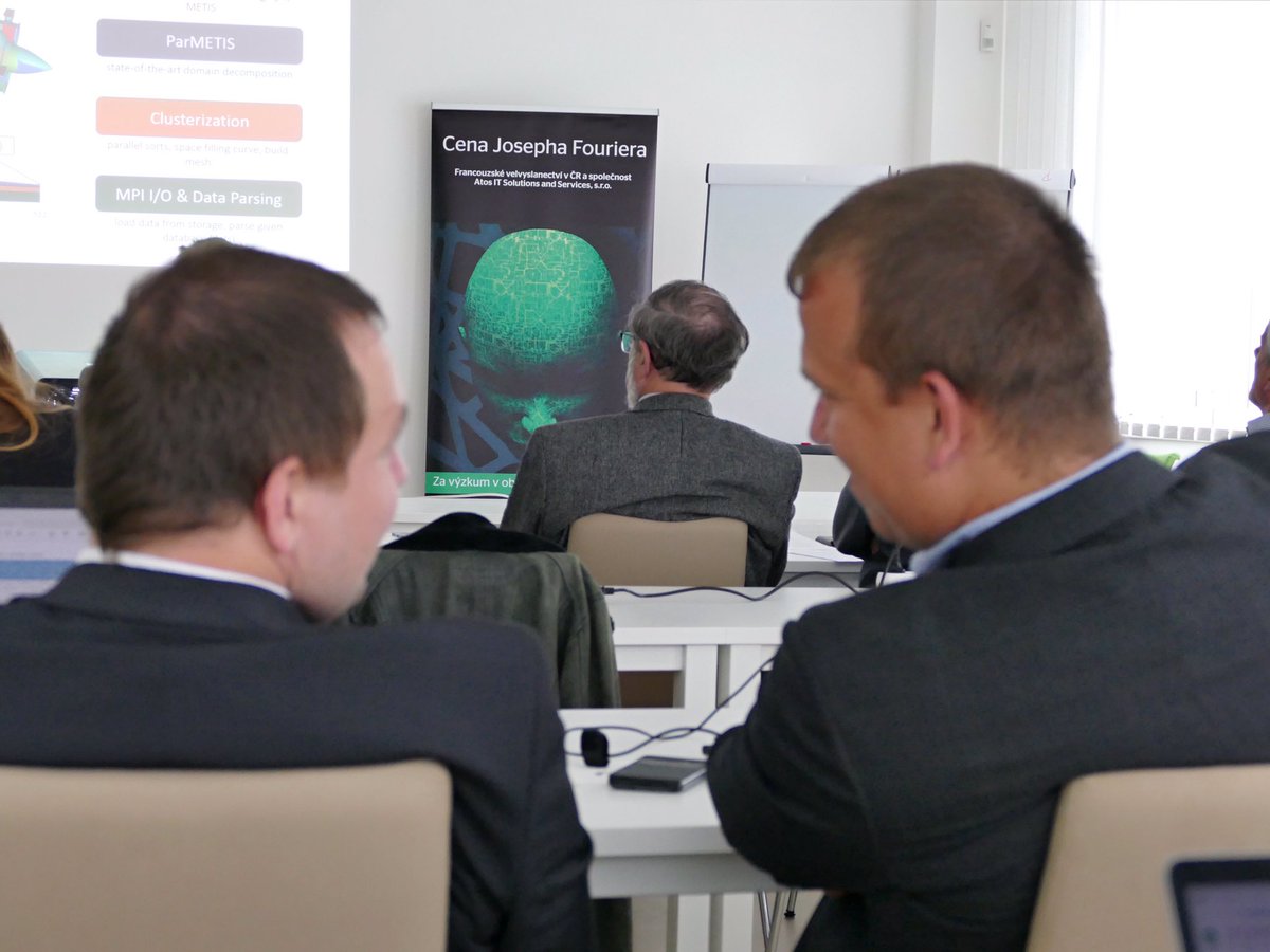 IT4Innovations's tweet image. #JosephFourierPrize Selection Committee gathered today together with PhD students of #ComputationalSciences at IT4I – a few hours filled with presentations delivered by the students &amp;amp; questions from the jury. 
@France_CZ @AtosCZ @IFPrague
The winner shall be announced on 26 June.